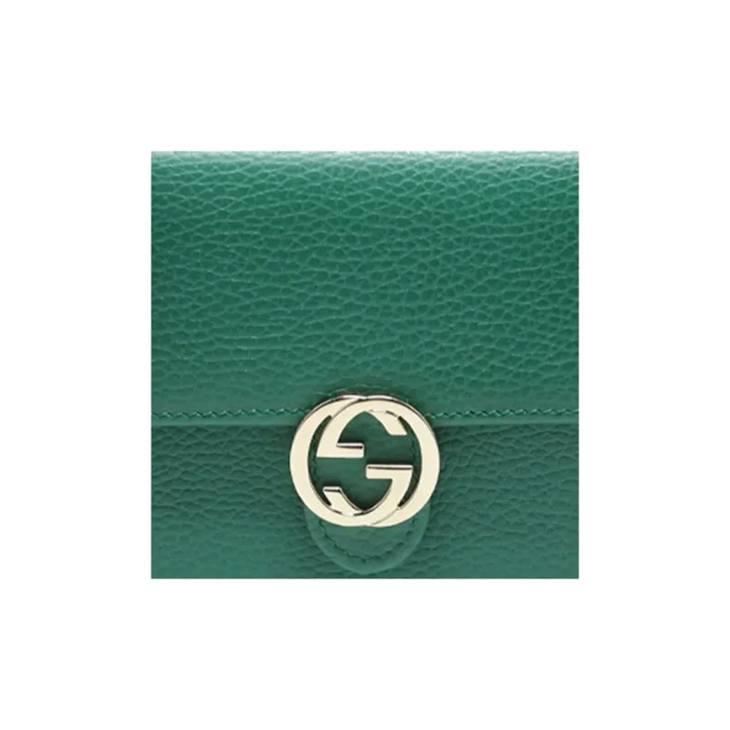 GUCCI Cow Leather Messenger Bag Envelope Bag Wallet Crossbody Bag Shoulder Bag Women's Green-4