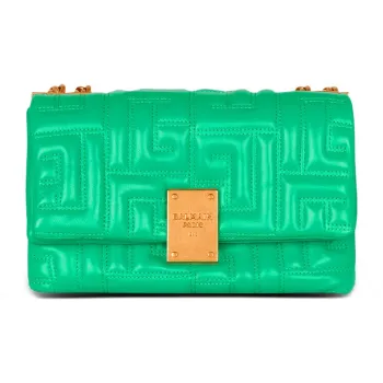 BALMAIN 1945 Lambskin Handbag Shoulder Bag Women's Green