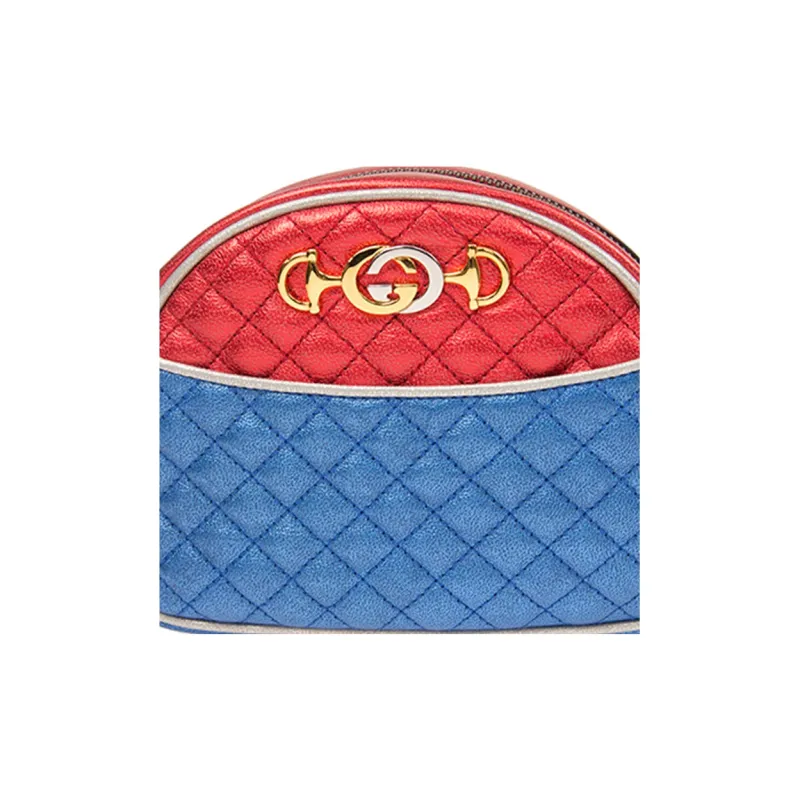 GUCCI Cow Leather Shoulder Bag Crossbody Bag Mini Women's Red/Blue/Silver-4