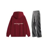 Burgundy Red Tops (Fleece-Lined)+Black Gray Jeans