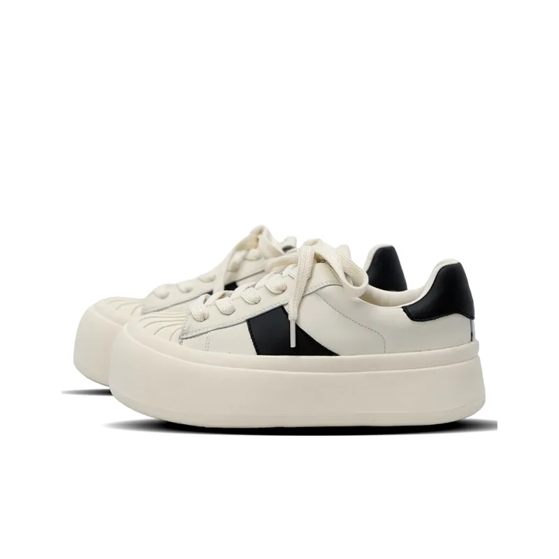 EYGPAP Skateboard Shoes Women's Low Top Black/Beige-1