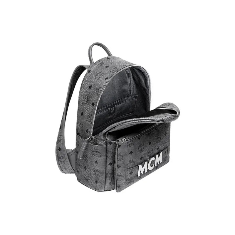 MCM PVC Backpack Regular Women's Gray-4