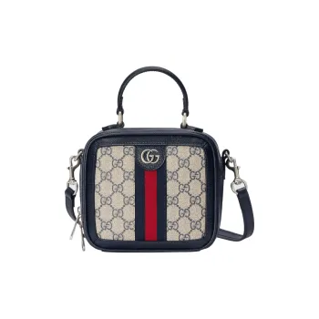 GUCCI Ophidia Canvas With Leather Shoulder Bag, Crossbody Bag, Handbag Mini Women's Beige & Blue