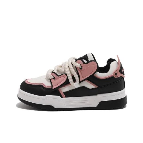 HUANQIU Warm Low Top Skateboard Shoes Women's Black Pink