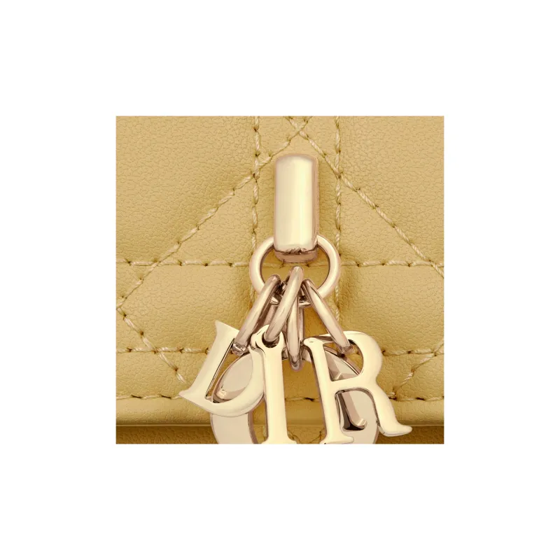 DIOR Lady Dior Lambskin Key Pouch Women's Light Yellow-4