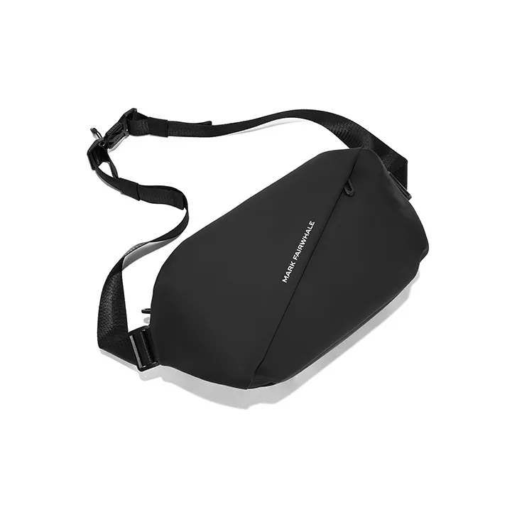 FAIRWHALE PU Shoulder Bag Crossbody Bag Fanny Pack Sling Bag Large Size Men's Black/Ecru-3