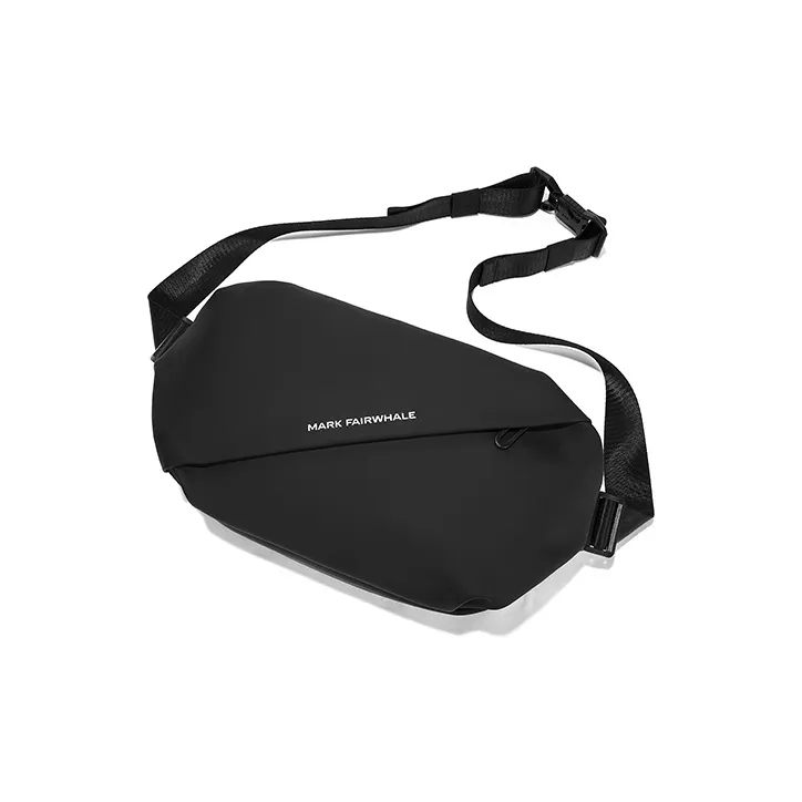 FAIRWHALE PU Shoulder Bag Crossbody Bag Fanny Pack Sling Bag Large Size Men's Black/Ecru-1