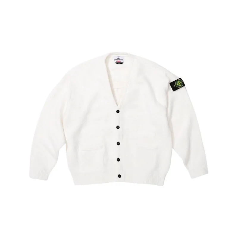 Supreme Stone Island Bouclé Cardigan White XL - POIZON