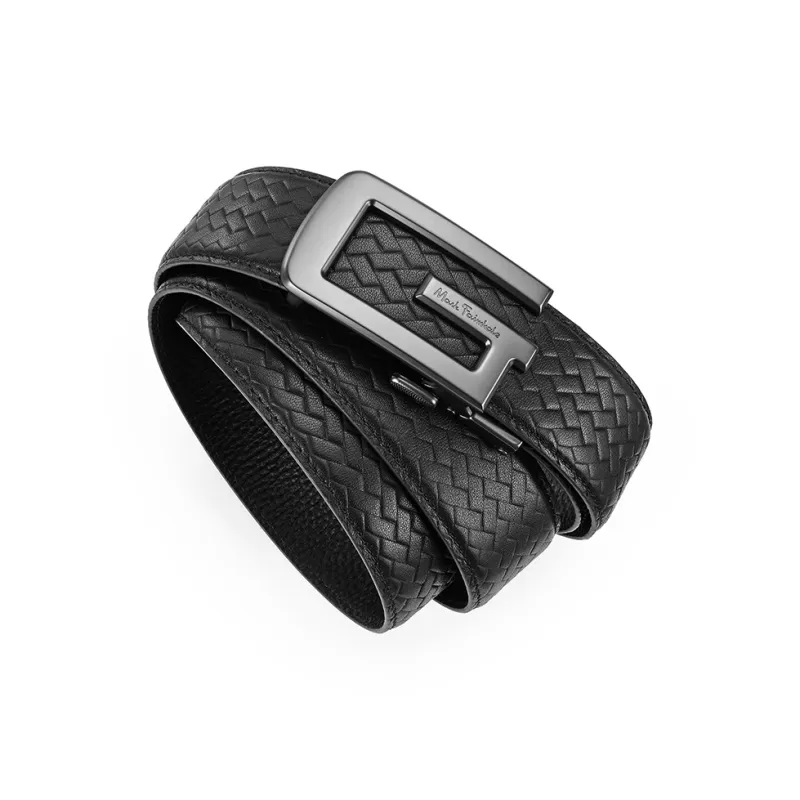 FAIRWHALE Chinese Fashion Trend Artistic Brand Woven Pattern, Automatic Buckle Cow Leather Belts Men's Width 3.5CM-4