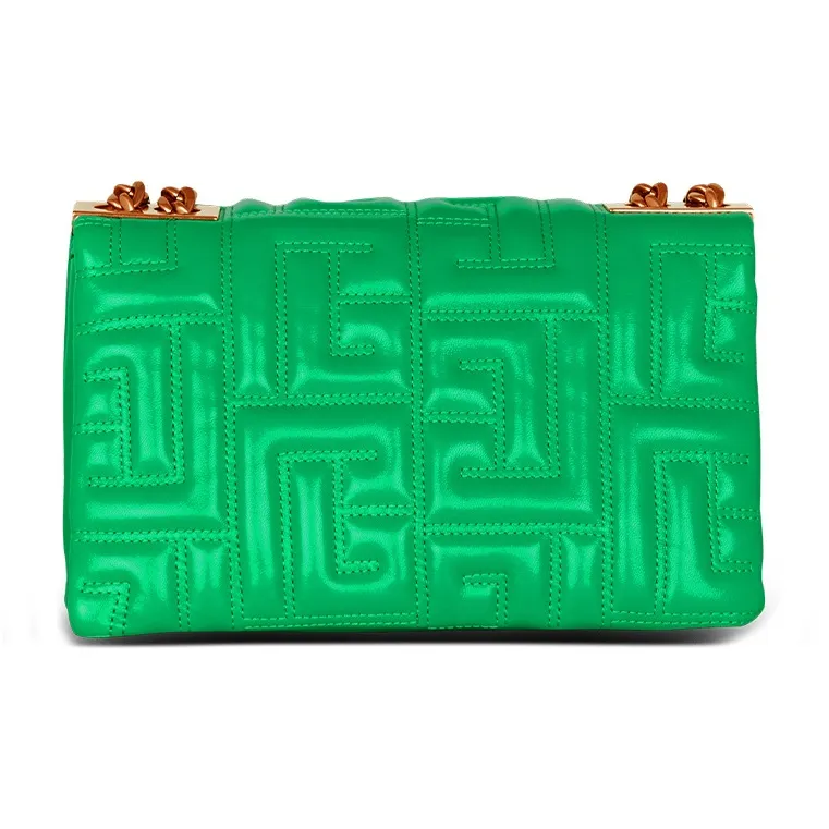 BALMAIN 1945 Lambskin Handbag Shoulder Bag Women's Green-2