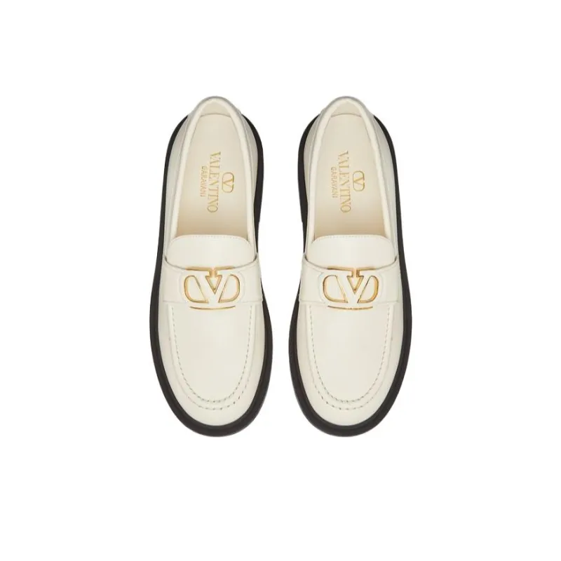 Valentino VLogo Signature Loafers 1cm Women's White-3