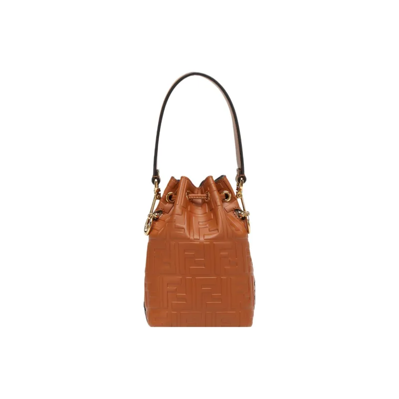 FENDI Mon Tresor Leather Bucket Bags Shoulder Bag Crossbody Bag Handbag Mini Women's Brown-2