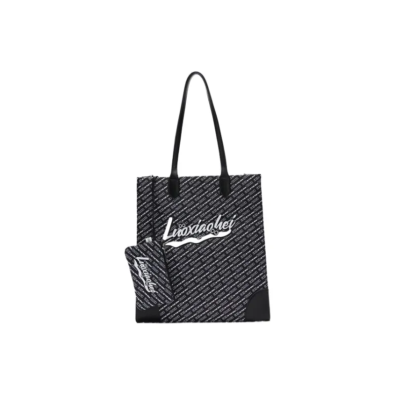 SEM/R X Luo Xiaohei Collaboration PU With Nylon Fabric Shoulder Bag Women's Ecru/Black-9