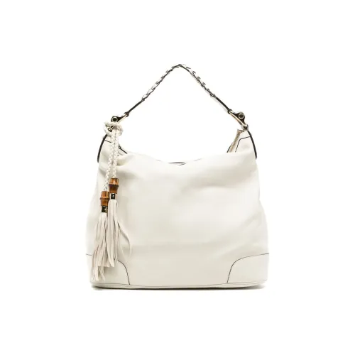 GUCCI Leather One Shoulder Handbags Women's Ivory