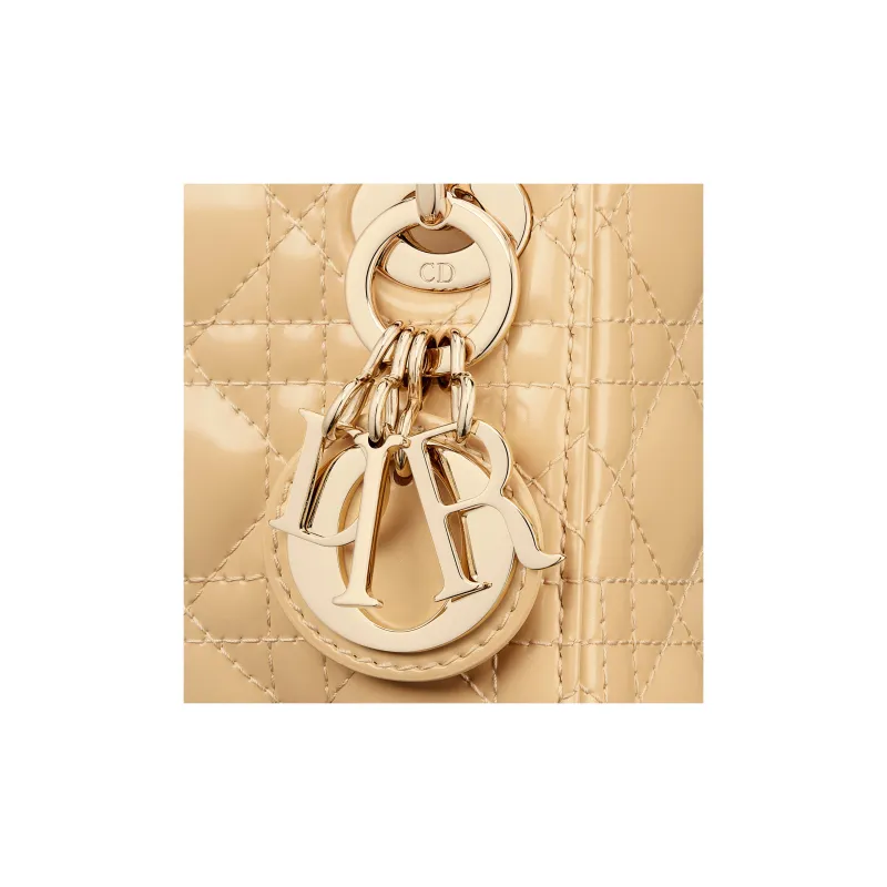 DIOR Lady Dior Shiny Cow Leather Shoulder Bag Crossbody Bag Handbag Extra Mini Women's Light Yellow-5