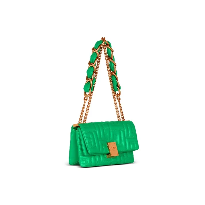 BALMAIN 1945 Lambskin Handbag Shoulder Bag Women's Green-1