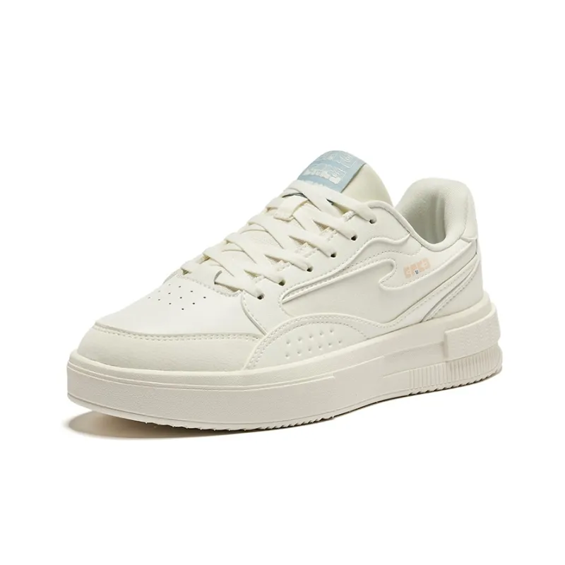 Erke Shocked Anti Slip Wear Resistant Low Top Skateboard Shoes Women's White-2