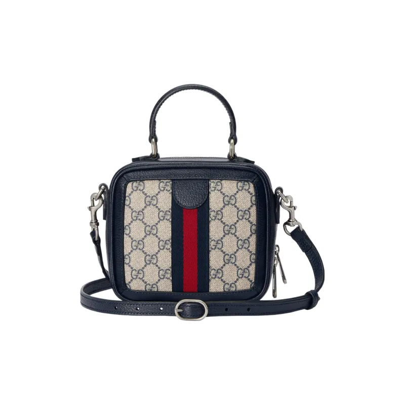 GUCCI Ophidia Canvas With Leather Shoulder Bag, Crossbody Bag, Handbag Mini Women's Beige & Blue-3