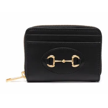 GUCCI Horsebit Calfskin Wallet Small Size Women's Black
