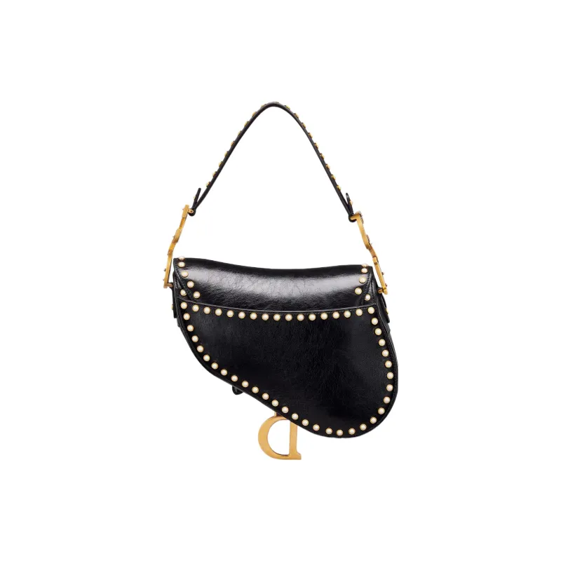 DIOR Saddle Lambskin Saddle Bags One Shoulder Handbags Regular Women's Black-4