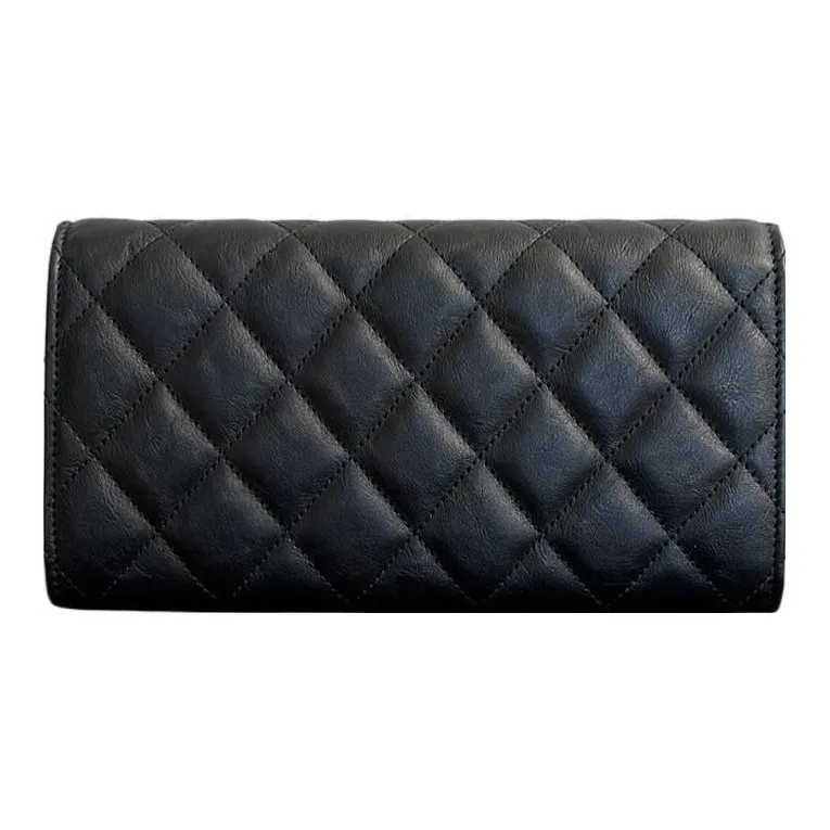 CHANEL Caviar Patterned Cow Leather Wallet Coin Purse Wallet Women's Black-2