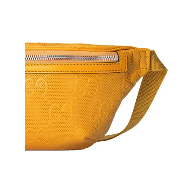 GUCCI Embossed Leather Belt Bag Yellow-6