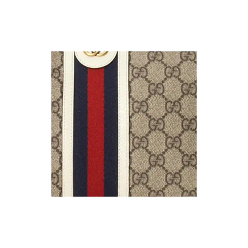 GUCCI Canvas With Leather Toiletry Bag Clutch Women's Ebony, White-7