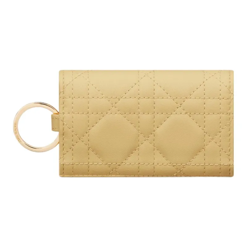 DIOR Lady Dior Lambskin Key Pouch Women's Light Yellow-3