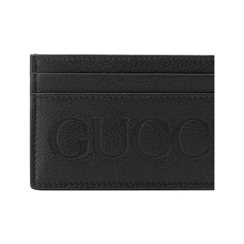 GUCCI Leather Card Holder Wallet Regular Unisex Black-4