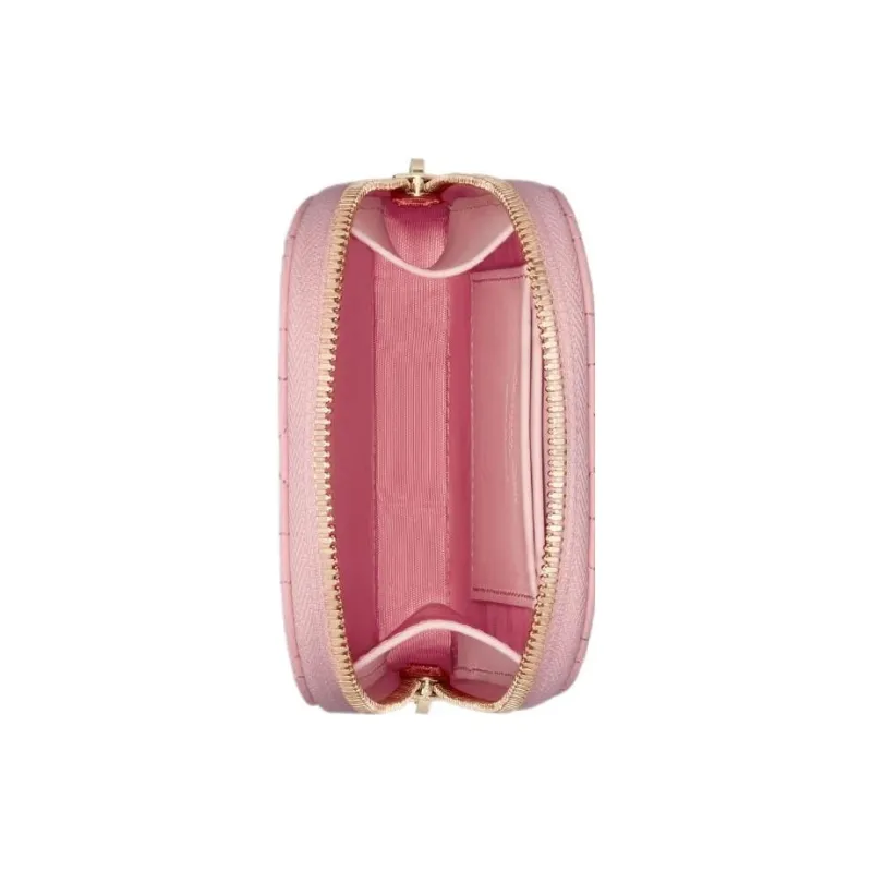 DIOR Lady Dior Lambskin Portable One Shoulder Crossbody Cell Phone Pouch Women's Peach Pink-3