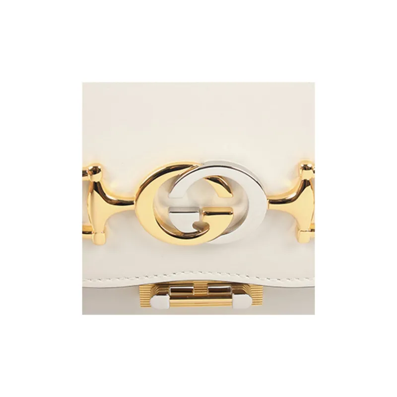 GUCCI Zumi Smooth Leather Shoulder Bag Small Size Women's White-5