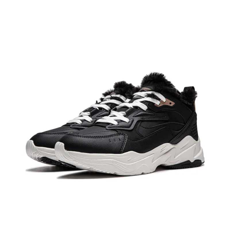 LiNing Defender Warm Mid Top Running Shoes Women's Black White-2