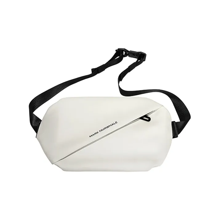FAIRWHALE PU Shoulder Bag Crossbody Bag Fanny Pack Sling Bag Large Size Men's Black/Ecru-8