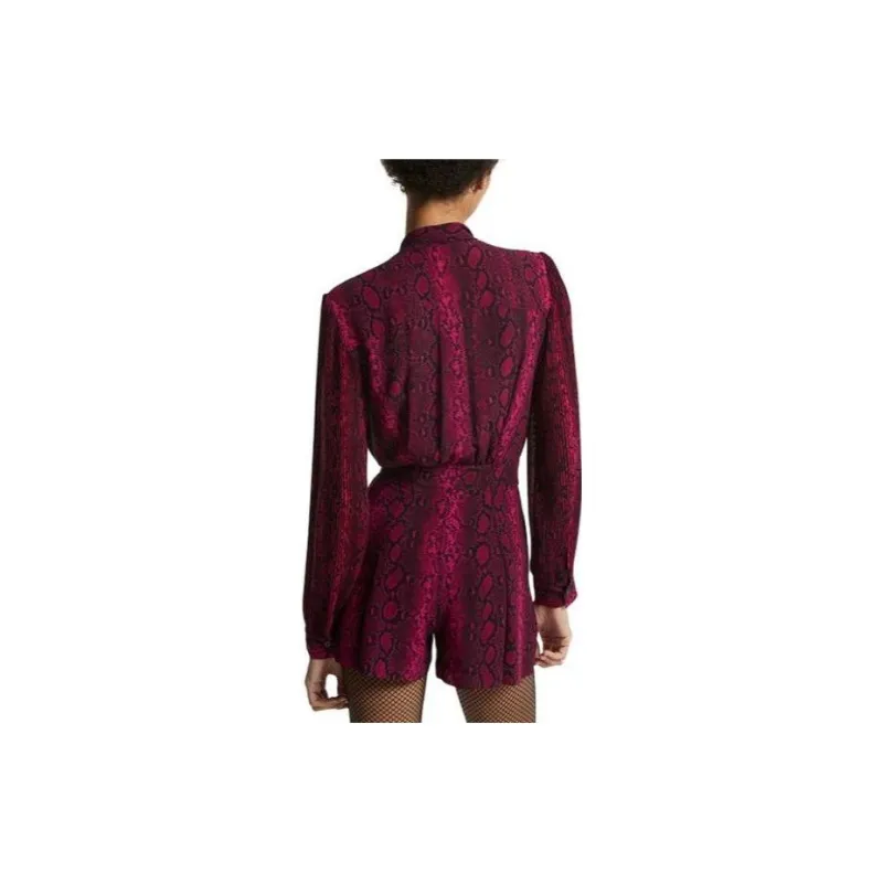 MICHAEL KORS Snake Print Georgette Neck-Tie Romper-1