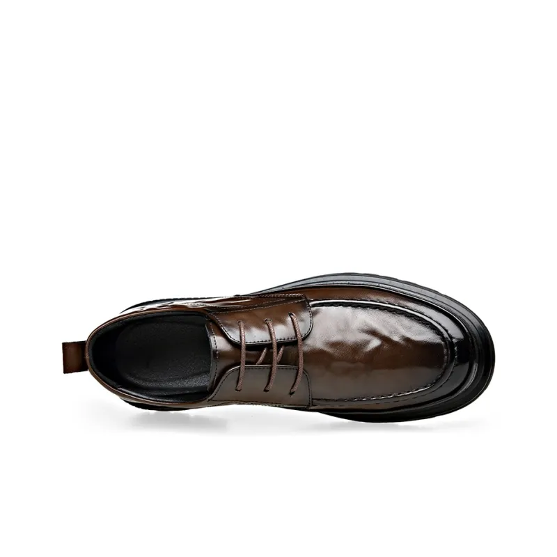 Romon Dress Shoes Men Low Top Black Brown-5