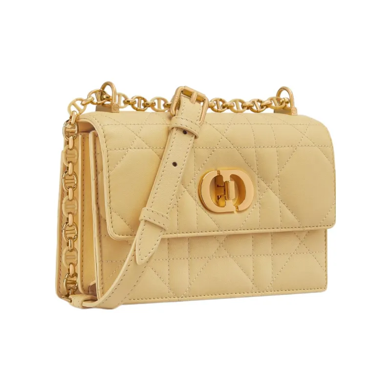 DIOR Caro Sheepskin Small Square Bag, Crossbody Bag, Shoulder Bag Women's Light Yellow-2