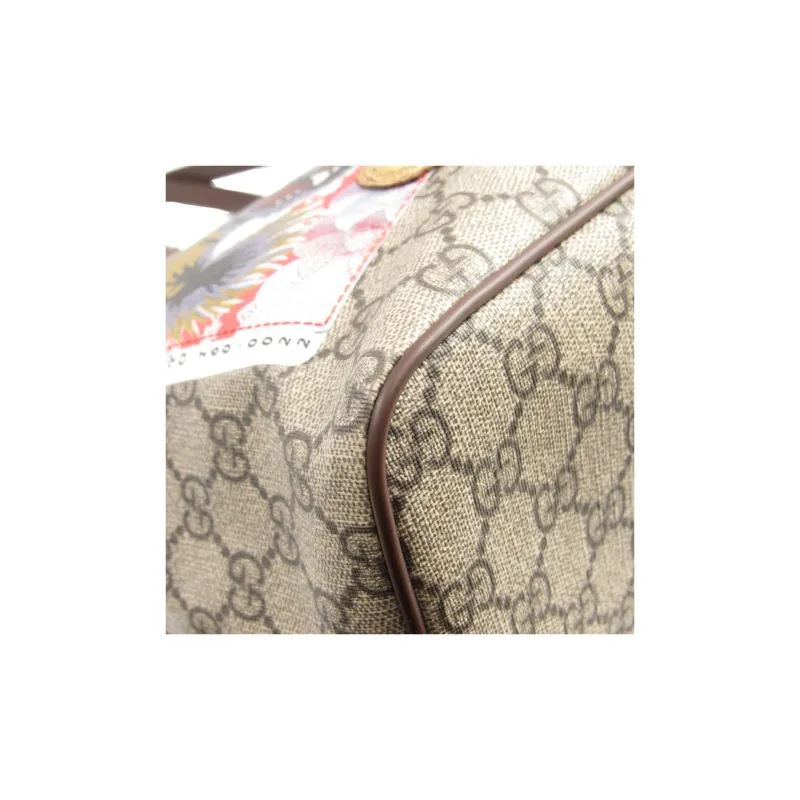 GUCCI Canvas With Leather Messenger Bag Tote Bag Shopping Bag Crossbody Handbag Large Size Men's Brown-13