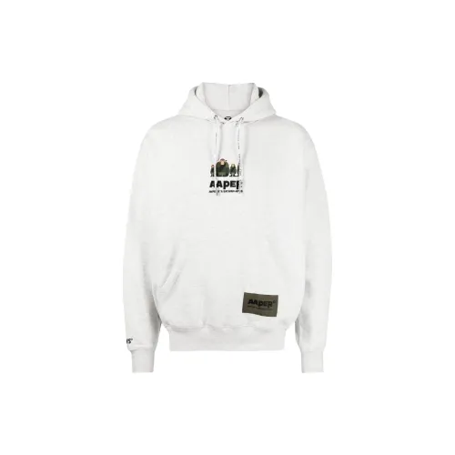 Aape BY *A BATHING APE® Logo-embroidered Mélange-jersey Hoodie