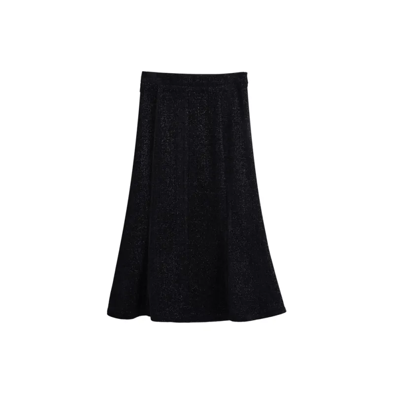 Olrain Casual Long Skirts Women's Black-1