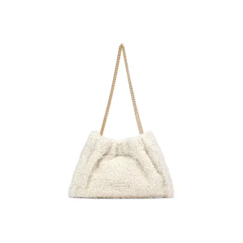 CHARLES&KEITH Plush Tote Shoulder Bag Large Size Women's Cream Milk White