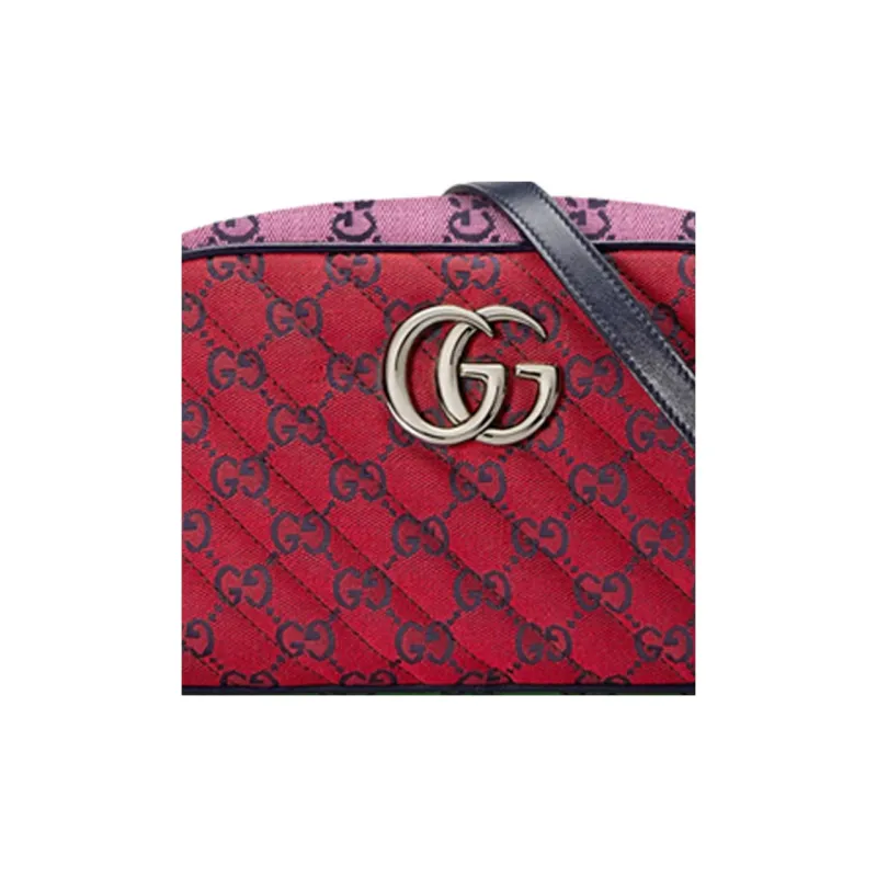 GUCCI GG Marmont Canvas Camera Bag Chain Shoulder Bag Crossbody Bag Small Size Women's Red Multicolor-8