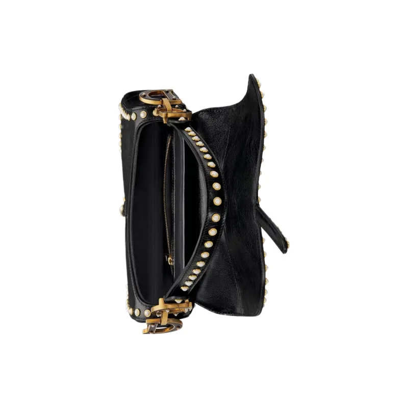 DIOR Saddle Lambskin Saddle Bags One Shoulder Handbags Regular Women's Black-3