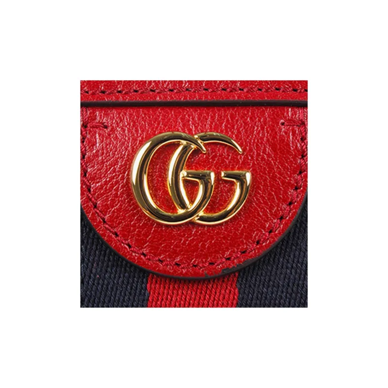 GUCCI Ophidia Patchwork Leather Crossbody Bag, Shoulder Bag Trumpets Women's Navy Blue & Red-4