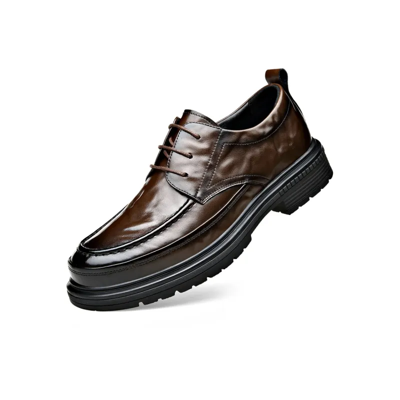 Romon Dress Shoes Men Low Top Black Brown-1