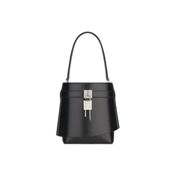 Givenchy Shark Lock Calfskin Bucket Bag, Shoulder Bag, Crossbody Bag, Handbag Regular Women's Black