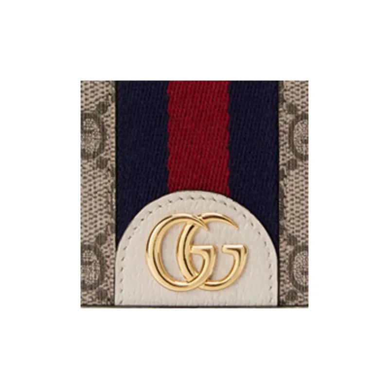 GUCCI Ophidia Canvas With Leather Wallet, Card Holder Women's Ebony/White-6