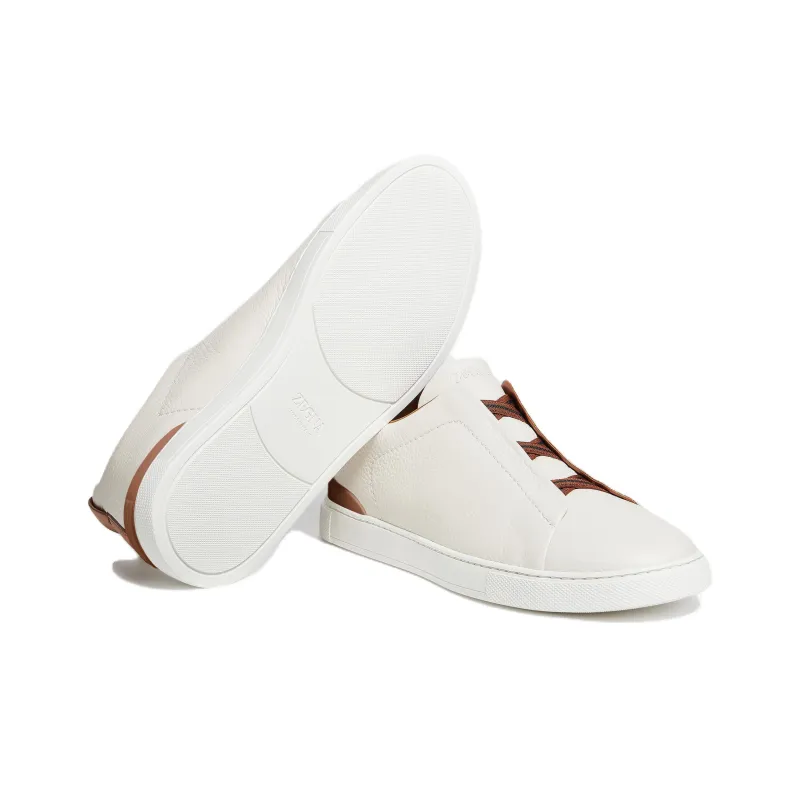 Zegna Deerskin Triple Stitch Off White/Brown-5