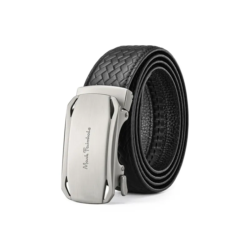 FAIRWHALE Slouch Backpack With Automatic Buckle Cow Leather Belts Men's Width 3.5CM-1