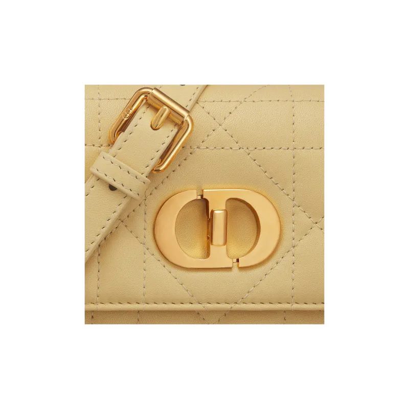 DIOR Caro Sheepskin Small Square Bag, Crossbody Bag, Shoulder Bag Women's Light Yellow-5