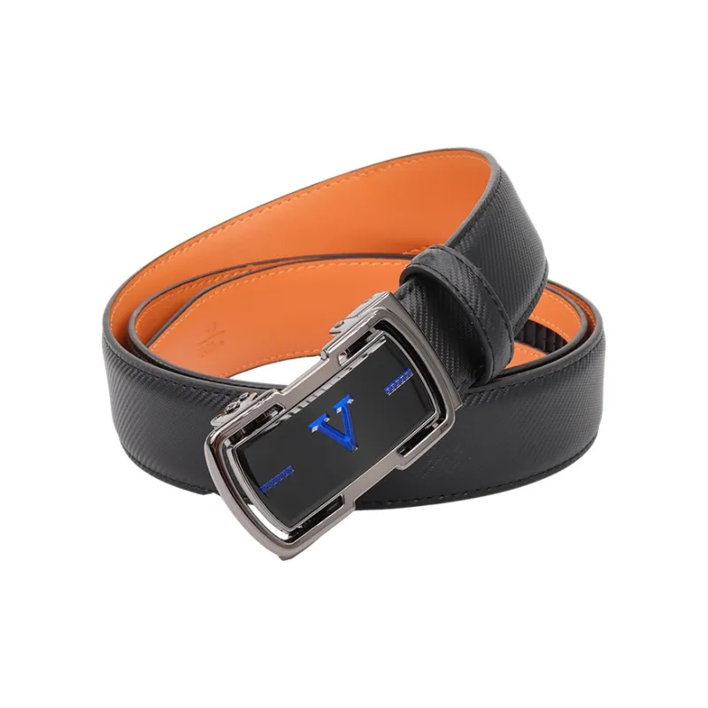 NINE NAIL 9 Section Spike V Shaped Victory Loop Automatic Buckle Leather Belts Men's Width  3.5cm-3